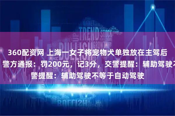 360配资网 上海一女子将宠物犬单独放在主驾后开启自动泊车，警方通报：罚200元，记3分，交警提醒：辅助驾驶不等于自动驾驶